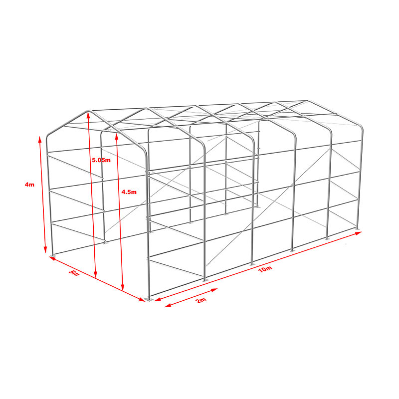 5X10 4 متر ارتفاع جانبی انبار انبار در فضای باز چادر گاراژ بزرگ انعطاف پذیر