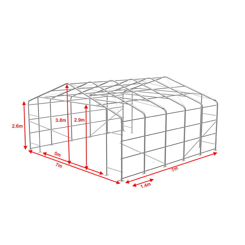 7x7 2.6 متر ارتفاع جانبی انبار صنعتی و تجاری سایه چادر چادر قابل حمل