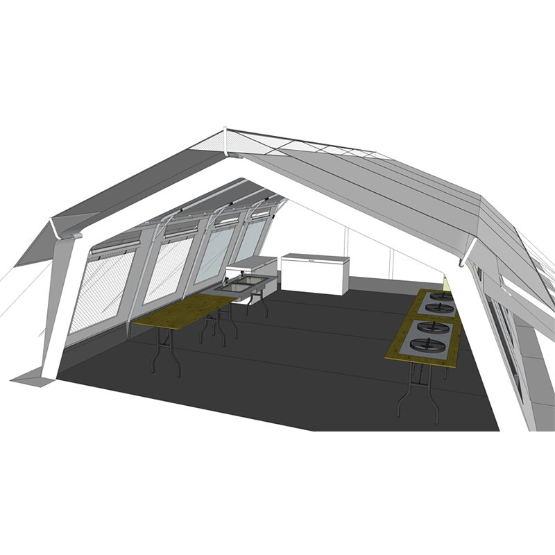 چادر هاب چند منظوره استاندارد 42 متر مربعی یونیسف با پوشش سایه دار یکپارچه/جداشدنی