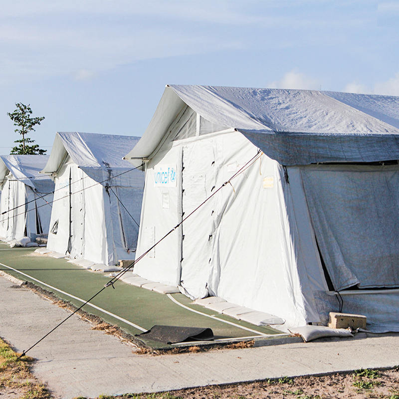 چادر هاب چند منظوره استاندارد 72 متر مربع یونیسف برای انبار، بیمارستان، داروخانه، مدرسه، دفتر استفاده می شود